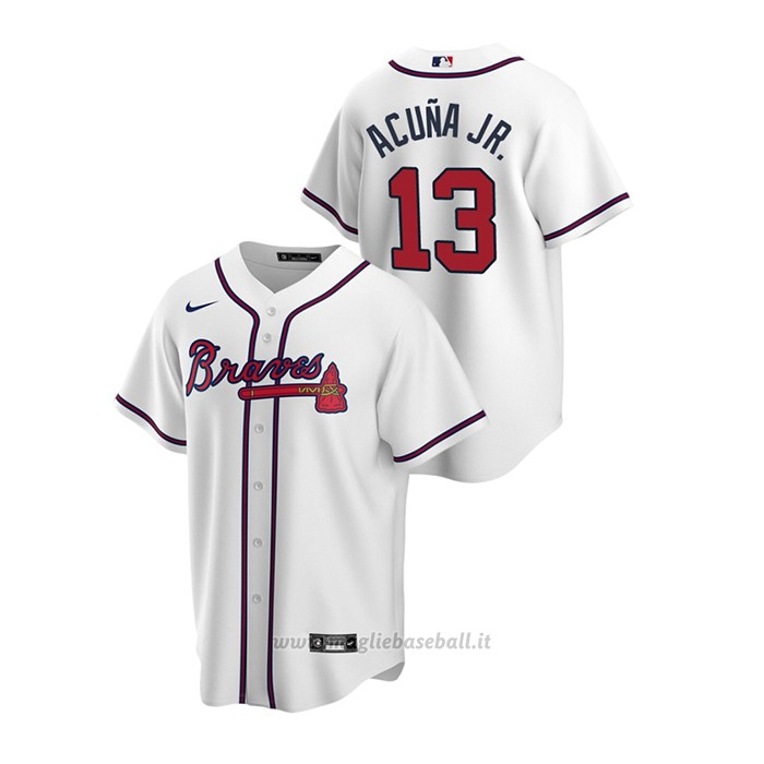 Maglia Baseball Uomo Atlanta Braves Ronald Acuna Jr. 2020 Replica Primera Bianco